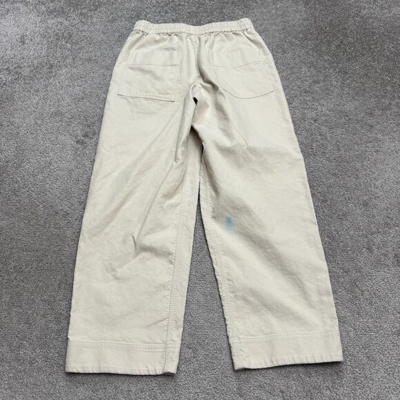 COS Pull On Wide Leg Trouser Crop Pants Womens XS Beige Cotton Elastic Waist - Picture 2 of 16